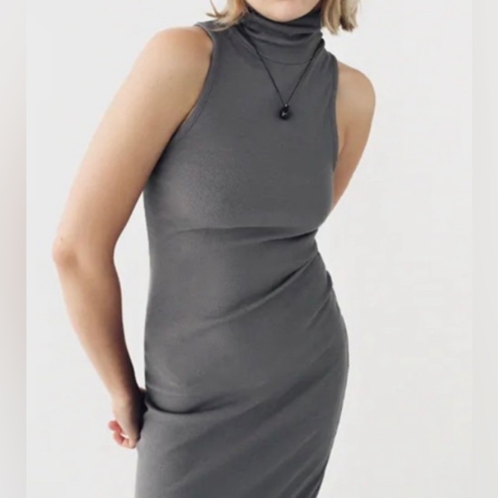 Ribbed Turtleneck Midi Dress